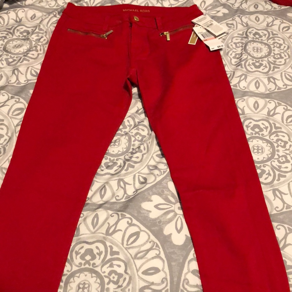 Blood Red Michael Kors Skinny Jeans.